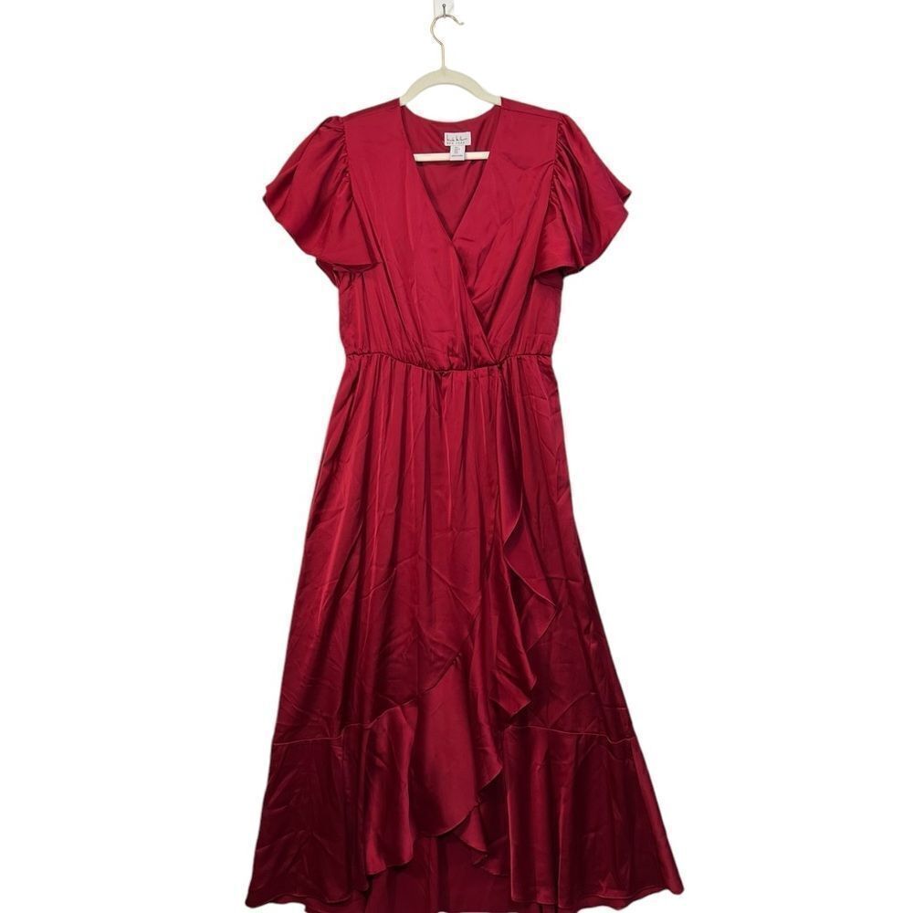 Large Nicole Miller Red Faux Wrap Dress Size S Christmas dress